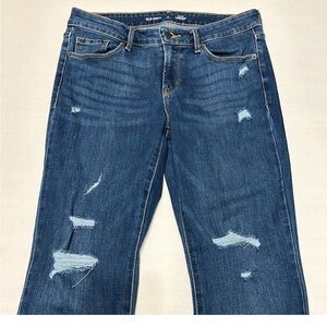 Old Navy Mid Rise Power Slim Straight Distressed Jeans